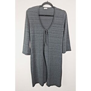 Uno Core Women Blue Long Duster Cardigan Tie 3/4 Sleeve Medium Tunic‎
